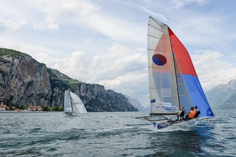 Racing on Lake Garda photo copyright Christophe Favreau taken at  and featuring the 18ft Skiff class