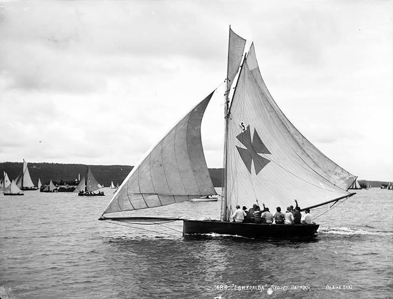 Mark Foy's 22ft Esmeralda in 1897 photo copyright John Steamer Stanley taken at Australian 18 Footers League and featuring the 18ft Skiff class