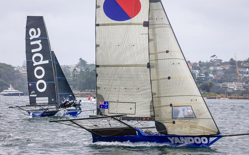 18ft Skiff 2024 JJ Giltinan Championship Race 1: Yandoo wins in the last few metres of the race photo copyright SailMedia taken at Australian 18 Footers League and featuring the 18ft Skiff class