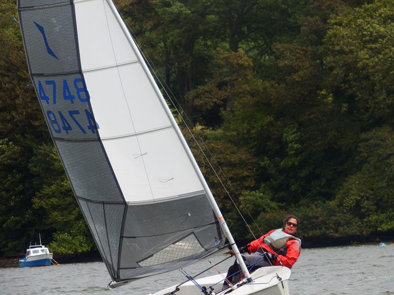 Club Commodore Anne Marie Coyle hiking hard during the Dittisham Solo Open - photo © Will Loy