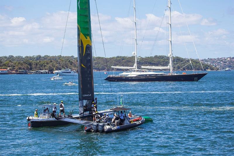 Perini Navi observes Team AUS at the inaugural SailGP - photo © John Curnow