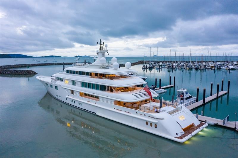 Lady E Arrival at Coral Sea Marina Jan photo copyright Coral Sea Marina Resort taken at  and featuring the Superyacht class