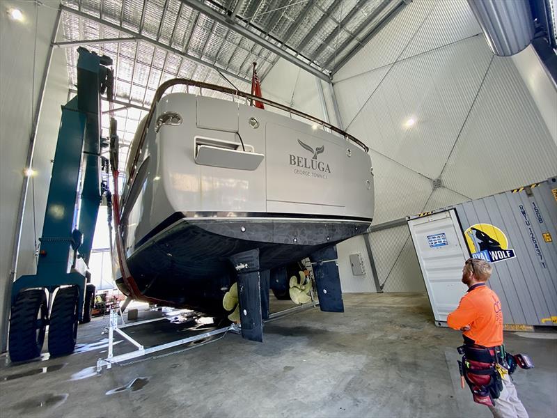 Mega shed 20m high 50m long Moonen Yacht Beluga photo copyright The Boat Works taken at  and featuring the Superyacht class