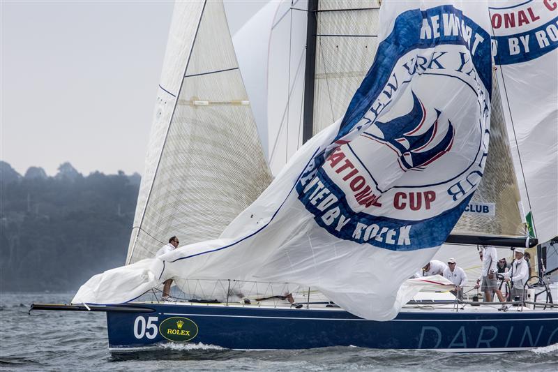 The crew of the Royal Canadian YC (CAN) dropping the spinnaker on day 3 of the New York Yacht Club Invitational Cup presented by Rolex - photo © Daniel Forster / Rolex