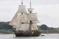 The Danish built Brig Phoenix leads the sailing vessels in the Sunday Parade © Nigel Sharp