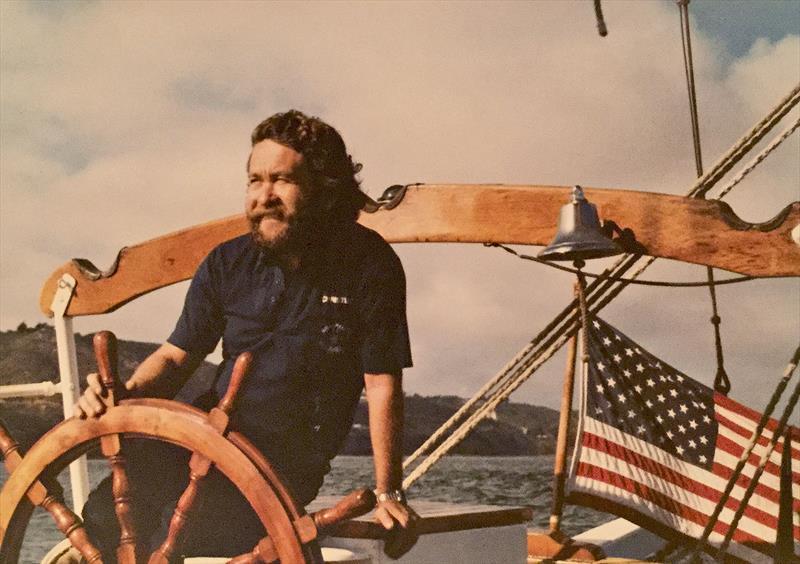 Christian on the helm of the Brigantine, Rendezvous photo copyright Photo supplied taken at  and featuring the Tall Ships class