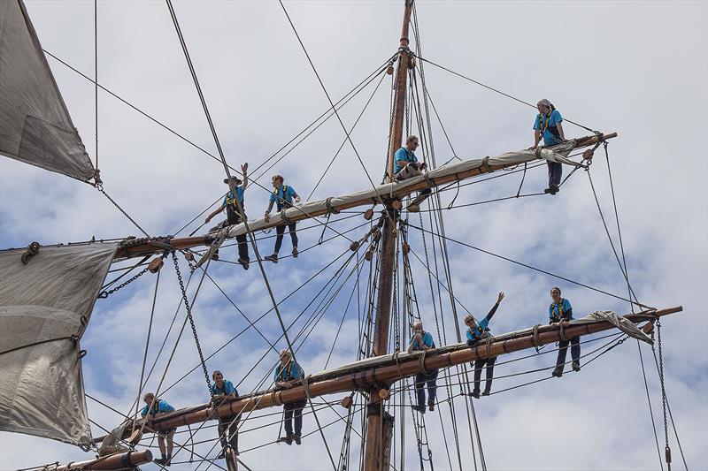 Some opted for the best viewing spots during the 2023 Australian Wooden Boat Festival Parade of Sail photo copyright John Curnow taken at  and featuring the Tall Ships class