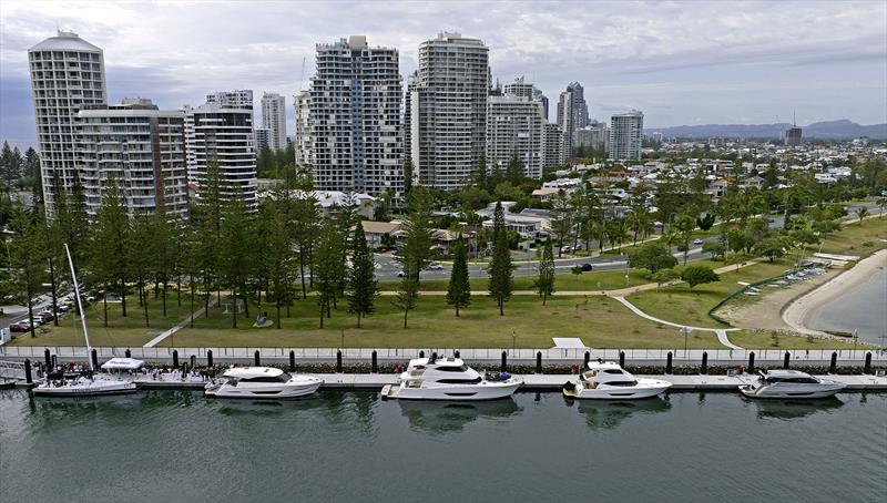 Maritimo11 and Maritimo Motor Yachts on the superyacht quay at Southport Yacht Club - photo © Maritimo