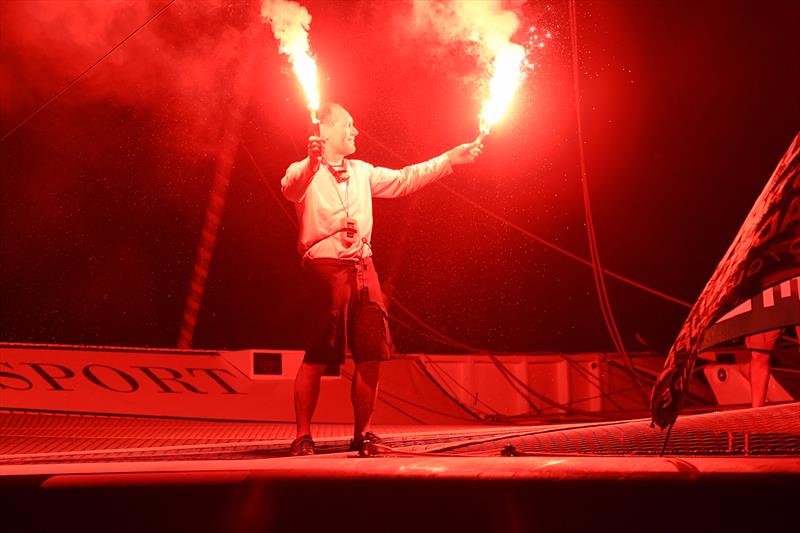 Francis Joyon took line honours and set a new record time for the 3,542-nautical mile Route du Rhum-Destination Guadeloupe solo transatlantic race from Saint Malo in Brittany to Pointe-à-Pitre in Guadeloupe photo copyright Yvan Zedda taken at  and featuring the Trimaran class