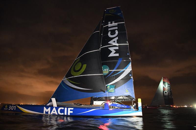 Epic battle between the two French skippers, François Gabart (MACIF) and Francis Joyon (IDEC Sport) in the Route du Rhum-Destination Guadeloupe photo copyright Yvan Zedda taken at  and featuring the Trimaran class
