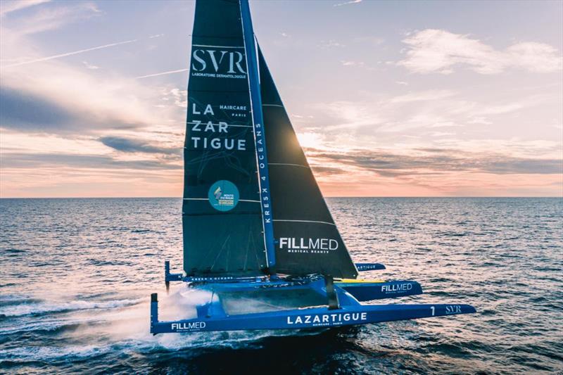 Third Fastnet for singlehanded round the world record holder François Gabart competing on Ultim SVR-Lazartigue - photo © Guillaume Gatefait