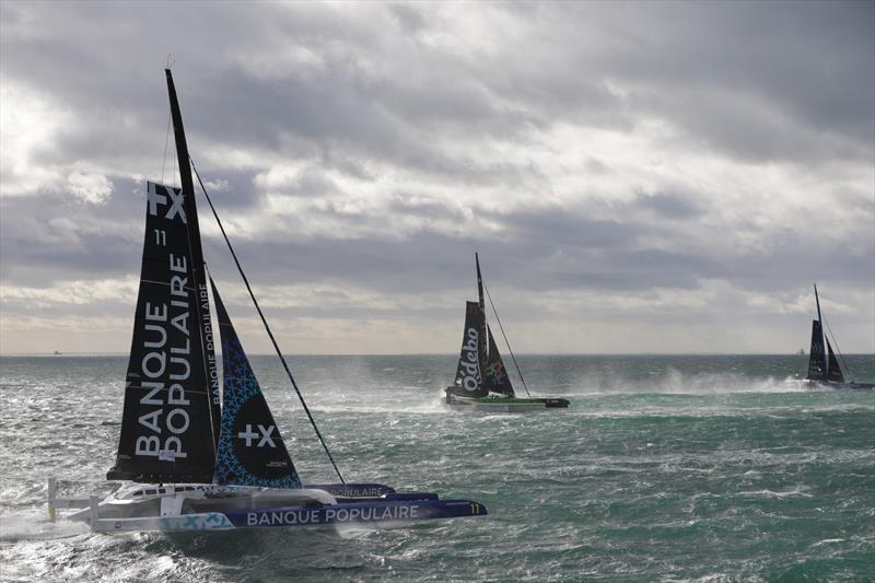 Ultims (105ft) after the start of Transat Jacques Vabre in Le Havre, France, on October 29, 2023, - photo © Jean-Marie Liot