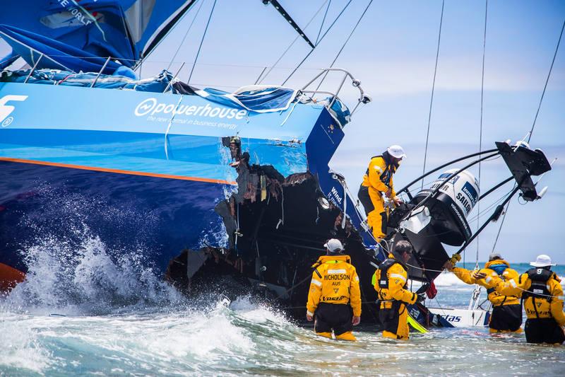 Team Vestas Wind aground on a reef on Cargados Carajos Shoals, Mauritius photo copyright Brian Carlin / Team Vestas Wind / Volvo Ocean Race taken at  and featuring the Volvo One-Design class