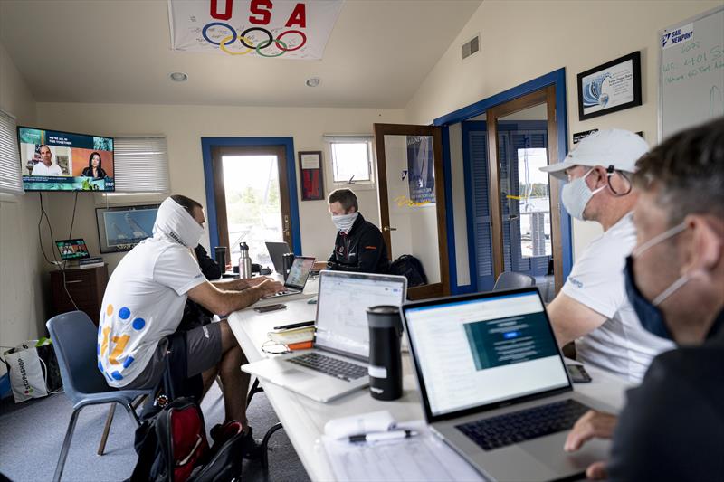11th Hour Racing Team gather in Newport, RI to watch The Ocean Race Summit, streaming live from Newport. - photo © Amory Ross | 11th Hour Racing