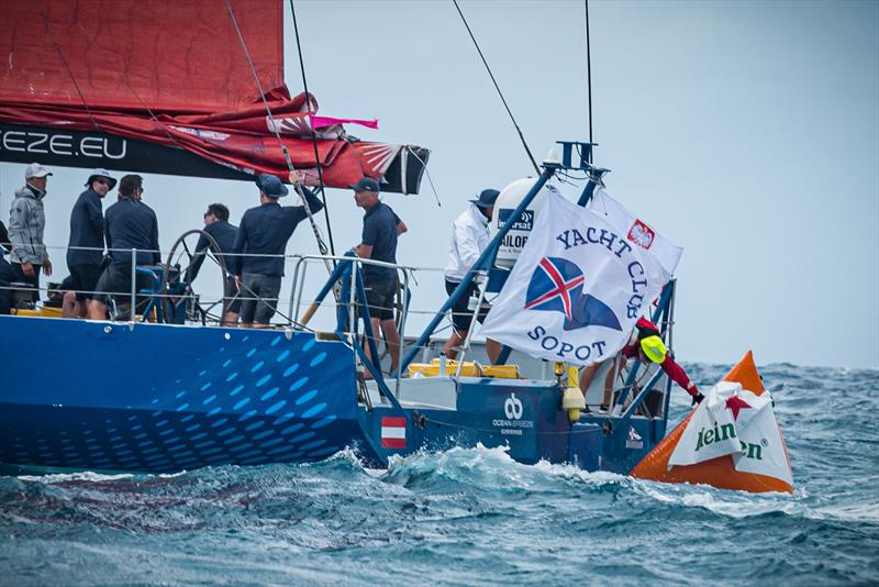 VO70 Ocean Breeze rounds up the windward mark on their leeward rudder on day 4 of the St. Maarten Heineken Regatta - photo © Laurens Morel