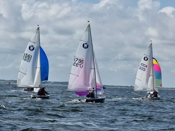 Spinnakers flying during the Wanderer Nationals at Whitstable photo copyright S Turner taken at Whitstable Yacht Club and featuring the Wanderer class