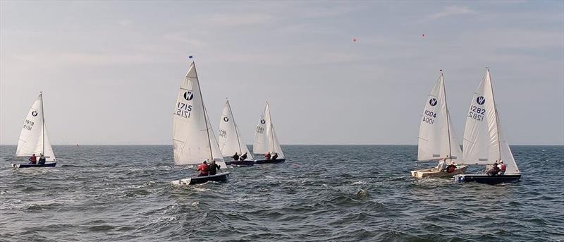 Race 3 start during the Wanderer Nationals at Whitstable photo copyright R Govier taken at Whitstable Yacht Club and featuring the Wanderer class