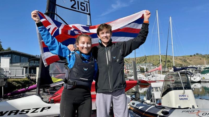 Pearl and JP from Hawaii have qualified for the SailGP INSPIRE Grand Final during the WASZP Americas Championship 2022 photo copyright Bryan McDonald taken at Richmond Yacht Club, California and featuring the WASZP class