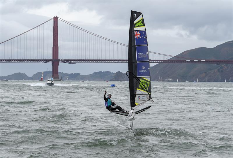 Sean Herbert (NZL) winner of the Inspire Racing x WASZP program on Race Day 2 of San Francisco SailGP, - photo © Felix Diemer/SailGP