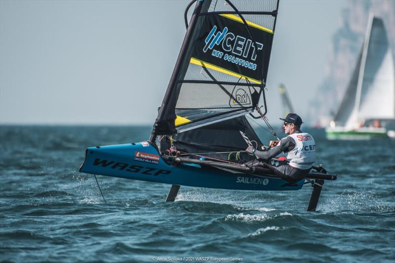 Francesco Bertone claimed the European Games in Mar Menor photo copyright Anna Suslova taken at  and featuring the WASZP class