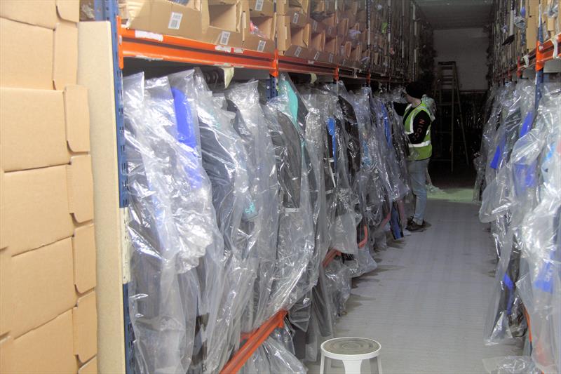 Inside the Shoeburyness warehouse of Wetsuit Outlet - photo © Mark Jardine