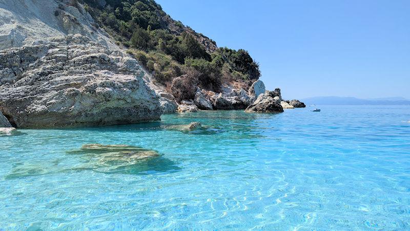 Agiofili beach - perfect for swimming, snorkelling and seeing the marine life - photo © Mark Jardine