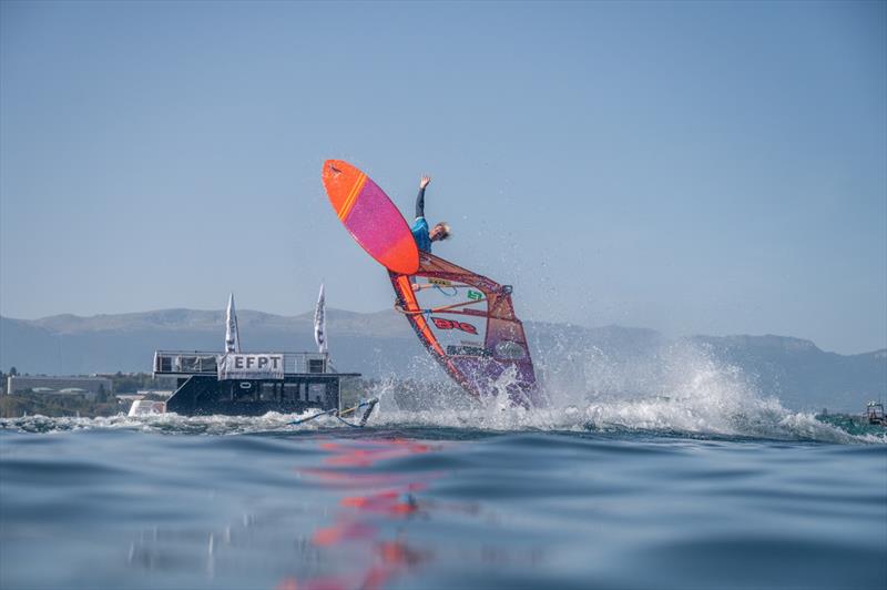 Yentel Caers had something to make up for after getting knocked out early in the qualification round on Thursday photo copyright PROtography Official taken at  and featuring the Windsurfing class
