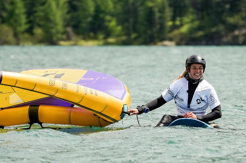 Unphased by the cold as the sun shines on Lake Silvaplana - Ensis Engadinwing 2024 Formula Wing Europeans day 1 - photo © IWSA Media / Sailing Energy
