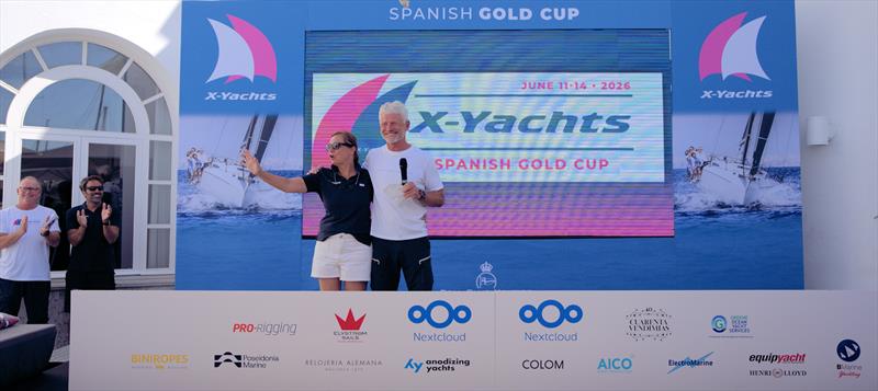 Torben Kornum thanking Silvia at the inaugural X-Yachts Spanish Gold Cup prize giving with David and Rodrigo applauding to the left - photo © Oriold Esteve / www.photonautic.com